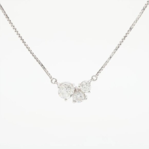Diamond Three Round-cut Necklace Platinum - Picture 1 of 4